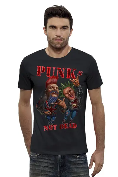 Заказать мужскую футболку в Москве. Футболка базовая Punks Not Dead от Leichenwagen - готовые дизайны и нанесение принтов.