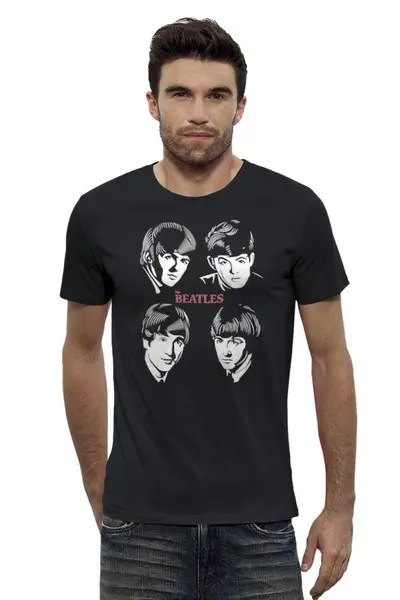 Заказать мужскую футболку в Москве. Футболка базовая The Beatles от Leichenwagen - готовые дизайны и нанесение принтов.