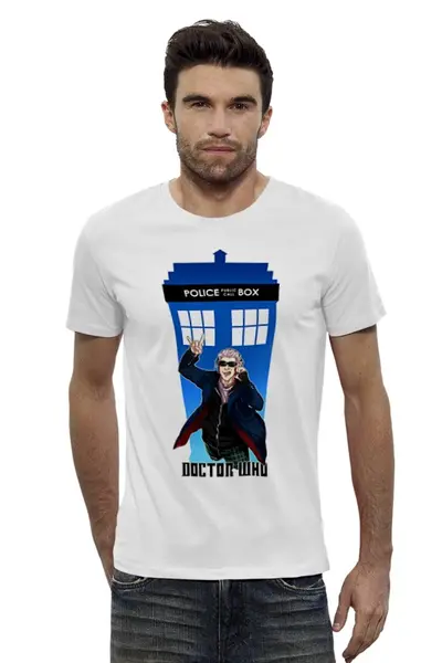 Заказать мужскую футболку в Москве. Футболка базовая Доктор Кто (Doctor Who) от Cosmic Shine - готовые дизайны и нанесение принтов.