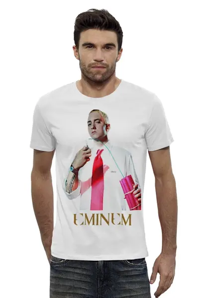 Заказать мужскую футболку в Москве. Футболка базовая Eminem от drummer - готовые дизайны и нанесение принтов.