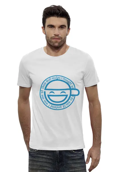 Заказать мужскую футболку в Москве. Футболка базовая Смеющийся человек от GeekFox  - готовые дизайны и нанесение принтов.