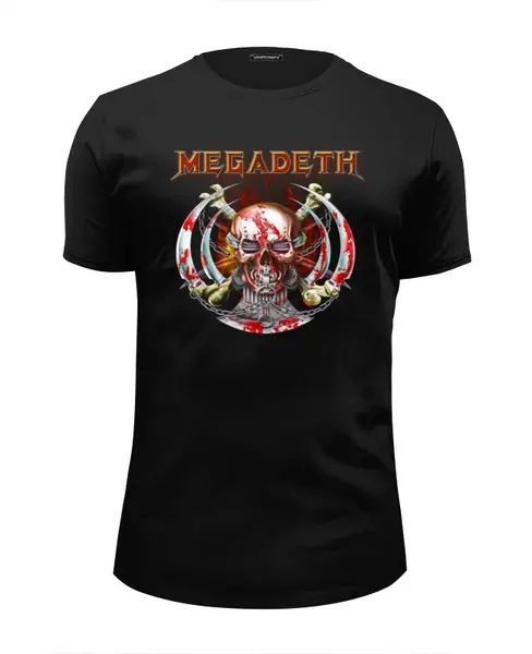 Заказать мужскую футболку в Москве. Футболка базовая Megadeth от Leichenwagen - готовые дизайны и нанесение принтов.