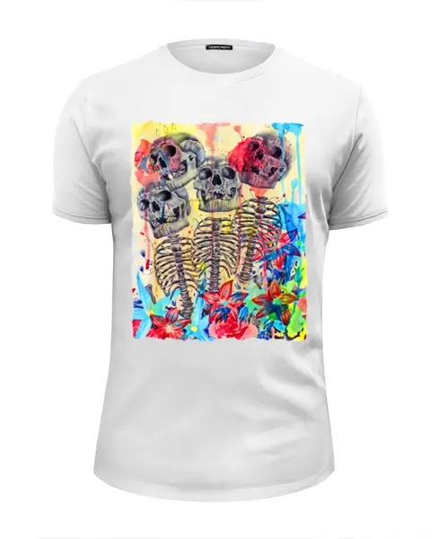 Заказать мужскую футболку в Москве. Футболка базовая Skull Art от Leichenwagen - готовые дизайны и нанесение принтов.