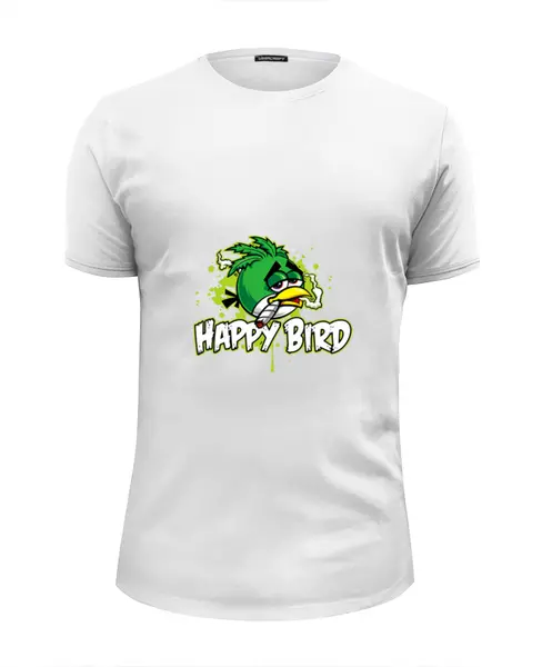 Заказать мужскую футболку в Москве. Футболка базовая Happy Bird от ПРИНТЫ ПЕЧАТЬ  - готовые дизайны и нанесение принтов.