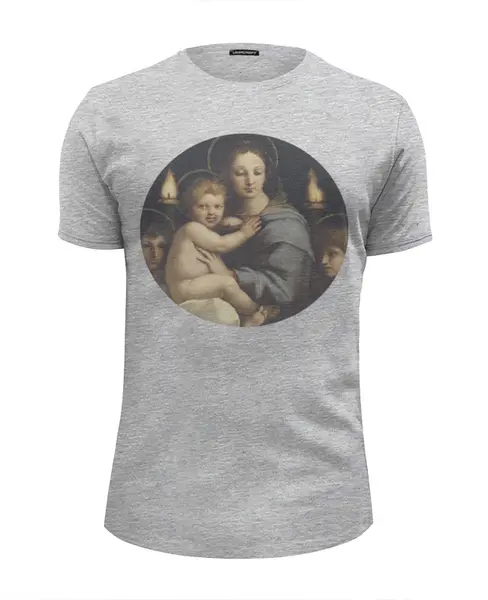 Заказать мужскую футболку в Москве. Футболка базовая "La madonna dei candelabri" av Rafael от KinoArt - готовые дизайны и нанесение принтов.