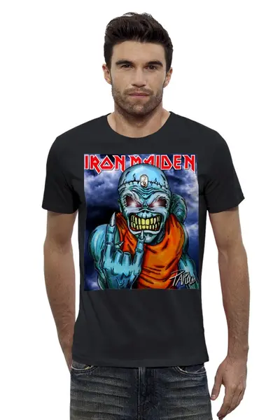 Заказать мужскую футболку в Москве. Футболка базовая Iron Maiden Band от Leichenwagen - готовые дизайны и нанесение принтов.