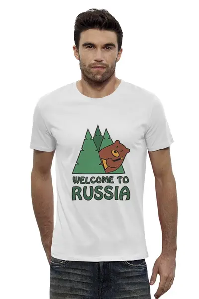 Заказать мужскую футболку в Москве. Футболка базовая Welcome to Russia от priceless - готовые дизайны и нанесение принтов.