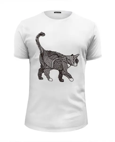 Заказать мужскую футболку в Москве. Футболка базовая Кошак от 205acestone@gmail.com - готовые дизайны и нанесение принтов.