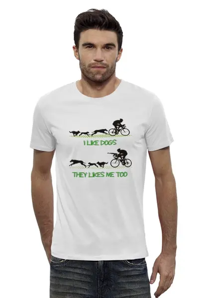 Заказать мужскую футболку в Москве. Футболка базовая I like dogs от white_irbis - готовые дизайны и нанесение принтов.