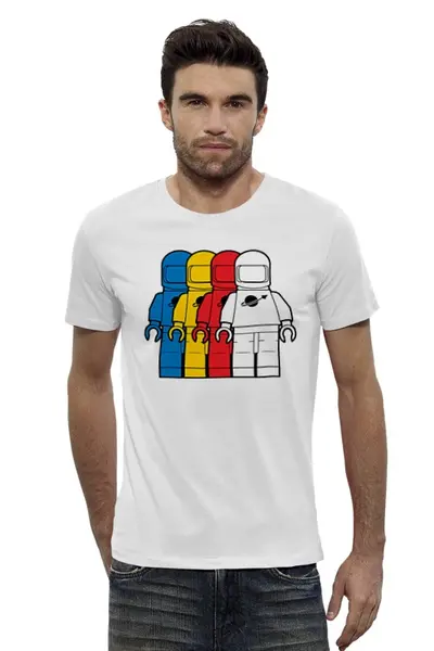 Заказать мужскую футболку в Москве. Футболка базовая Космонавт Лего от fanart - готовые дизайны и нанесение принтов.