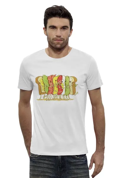 Заказать мужскую футболку в Москве. Футболка базовая Together Forever Burger от хэлен - готовые дизайны и нанесение принтов.