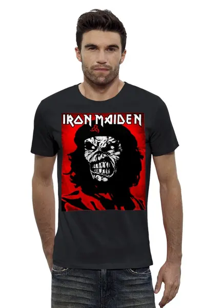 Заказать мужскую футболку в Москве. Футболка базовая Iron Maiden Band от Leichenwagen - готовые дизайны и нанесение принтов.
