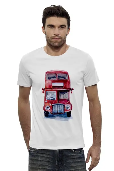 Заказать мужскую футболку в Москве. Футболка базовая London bus от kat_kat - готовые дизайны и нанесение принтов.