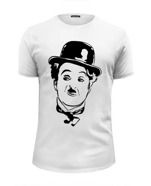 Заказать мужскую футболку в Москве. Футболка базовая Чарли Чаплин от Антон Марков - готовые дизайны и нанесение принтов.
