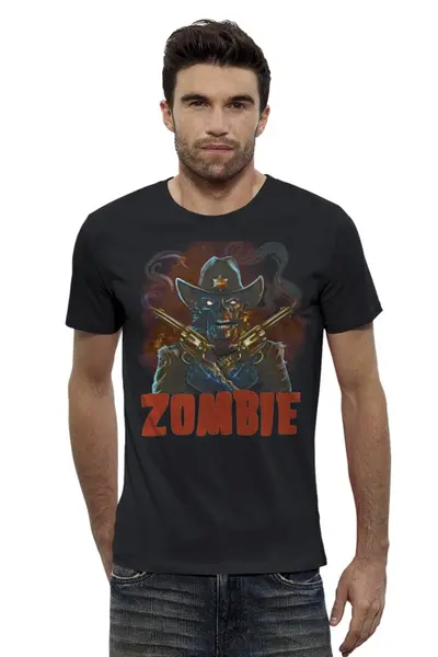 Заказать мужскую футболку в Москве. Футболка базовая Zombie Sheriff от Leichenwagen - готовые дизайны и нанесение принтов.