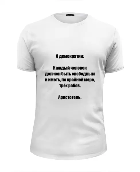 Заказать мужскую футболку в Москве. Футболка базовая Демократия от Виктор Гришин - готовые дизайны и нанесение принтов.