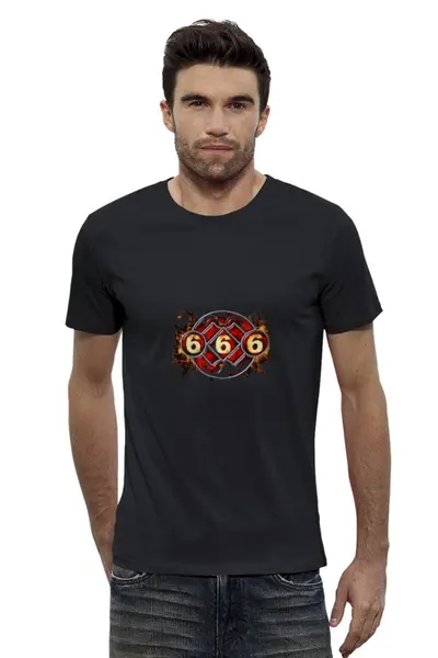 Заказать мужскую футболку в Москве. Футболка базовая Число дьявола от T-shirt print  - готовые дизайны и нанесение принтов.