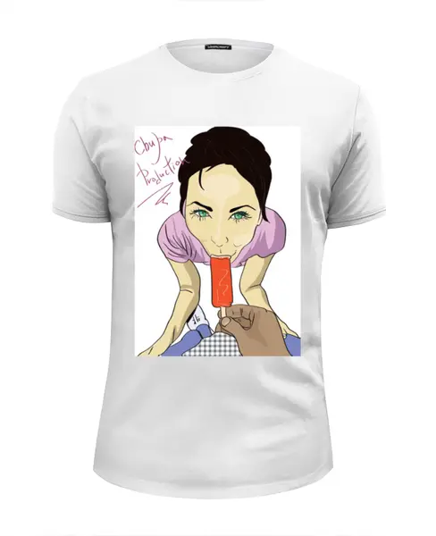 Заказать мужскую футболку в Москве. Футболка базовая Девушка с мороженным от bor.kiss@yandex.ru - готовые дизайны и нанесение принтов.