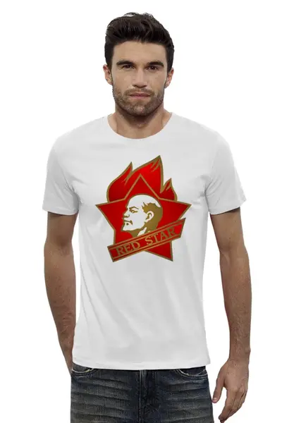 Заказать мужскую футболку в Москве. Футболка базовая Red star от gopotol - готовые дизайны и нанесение принтов.