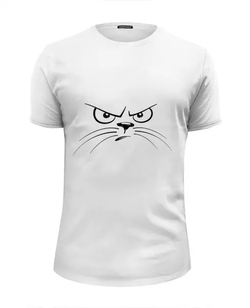 Заказать мужскую футболку в Москве. Футболка базовая Злой кот от kirkinpuzel666@yandex.ru - готовые дизайны и нанесение принтов.
