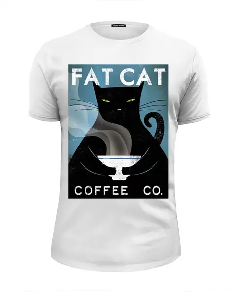 Заказать мужскую футболку в Москве. Футболка базовая Fat Cat от Pinky-Winky - готовые дизайны и нанесение принтов.