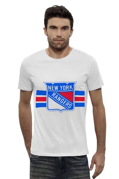 Заказать мужскую футболку в Москве. Футболка базовая Нью-Йорк Рейнджерс  от kspsshop - готовые дизайны и нанесение принтов.