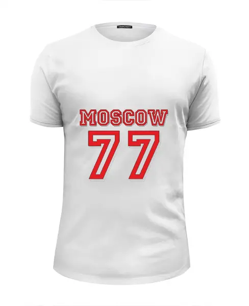 Заказать мужскую футболку в Москве. Футболка базовая 77 Moscow white от Muhammad Ruziev - готовые дизайны и нанесение принтов.