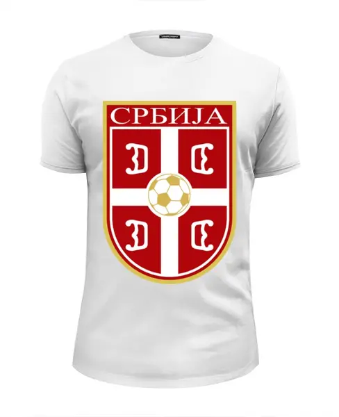 Заказать мужскую футболку в Москве. Футболка базовая Сборная Сербии от geekbox - готовые дизайны и нанесение принтов.