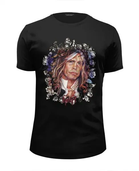 Заказать мужскую футболку в Москве. Футболка базовая Steven Tyler "Aerosmith" ROCKHLOMA от Инна Вольвак - готовые дизайны и нанесение принтов.