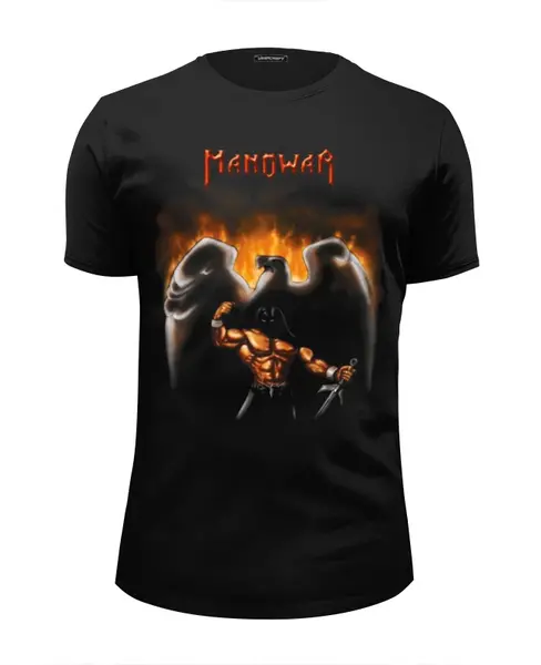 Заказать мужскую футболку в Москве. Футболка базовая Manowar Band от Leichenwagen - готовые дизайны и нанесение принтов.