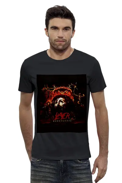 Заказать мужскую футболку в Москве. Футболка базовая Slayer Repentless 2015 от Илья - готовые дизайны и нанесение принтов.