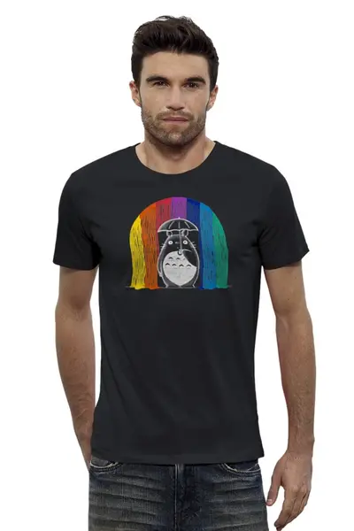 Заказать мужскую футболку в Москве. Футболка базовая Цветной дождь от totorian - готовые дизайны и нанесение принтов.