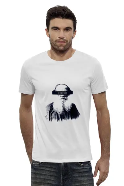 Заказать мужскую футболку в Москве. Футболка базовая Leo Tolstoy от dopet - готовые дизайны и нанесение принтов.