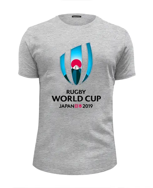 Заказать мужскую футболку в Москве. Футболка базовая Кубок Мира по регби в Японии от rugby - готовые дизайны и нанесение принтов.