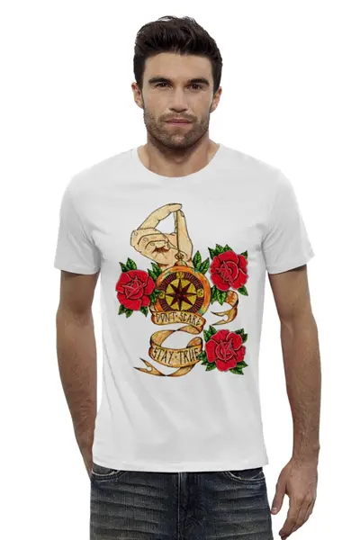 Заказать мужскую футболку в Москве. Футболка базовая "OST" Print tattoo от almachi - готовые дизайны и нанесение принтов.