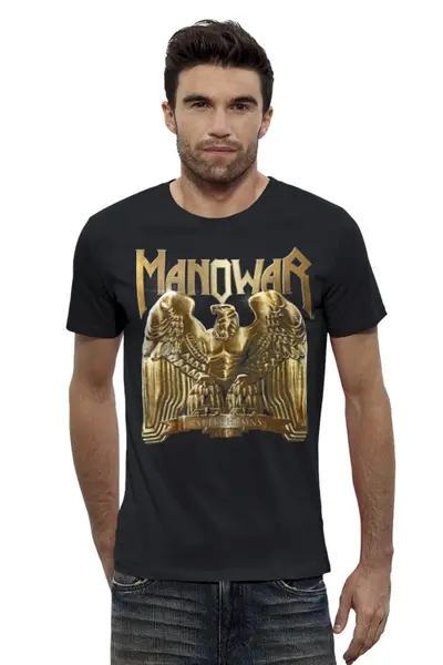 Заказать мужскую футболку в Москве. Футболка базовая Manowar Band от Leichenwagen - готовые дизайны и нанесение принтов.