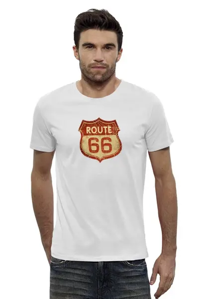 Заказать мужскую футболку в Москве. Футболка базовая Route 66 от Анна Андреева - готовые дизайны и нанесение принтов.