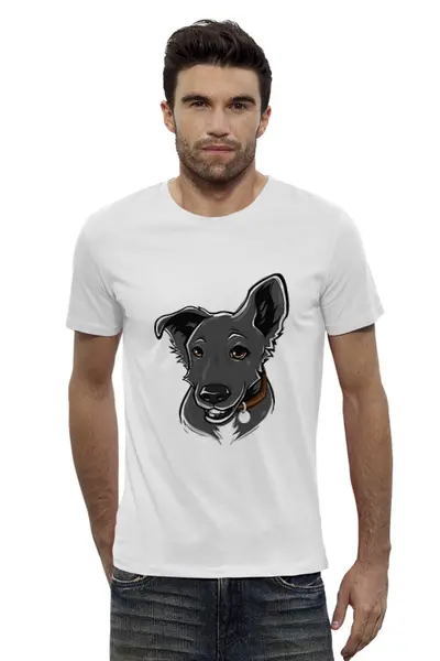 Заказать мужскую футболку в Москве. Футболка базовая Собака  (1) от ПРИНТЫ ПЕЧАТЬ  - готовые дизайны и нанесение принтов.