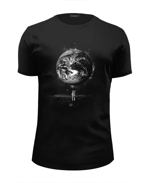 Заказать мужскую футболку в Москве. Футболка базовая Человек на луне от printik - готовые дизайны и нанесение принтов.