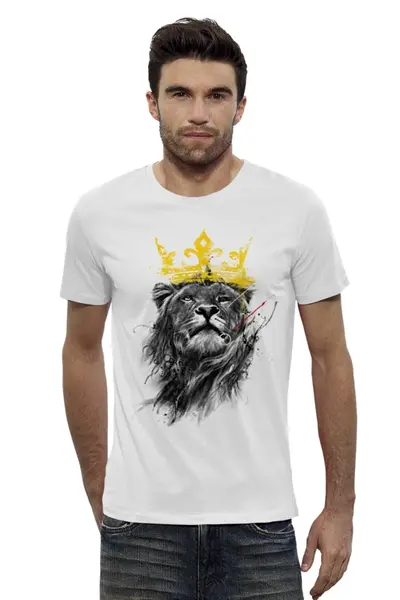 Заказать мужскую футболку в Москве. Футболка базовая Король Лев от printik - готовые дизайны и нанесение принтов.