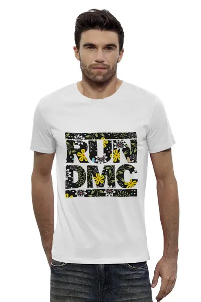Заказать мужскую футболку в Москве. Футболка базовая RUN DMC от ladygaga - готовые дизайны и нанесение принтов.