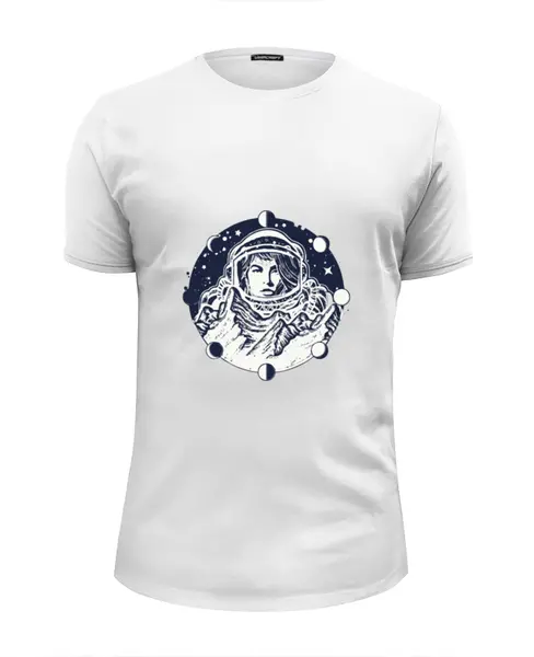 Заказать мужскую футболку в Москве. Футболка базовая День космонавтики. Луна от Отрисовка Векторная - готовые дизайны и нанесение принтов.