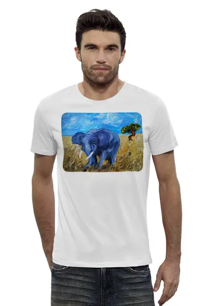 Заказать мужскую футболку в Москве. Футболка базовая Синий слон от rikart - готовые дизайны и нанесение принтов.