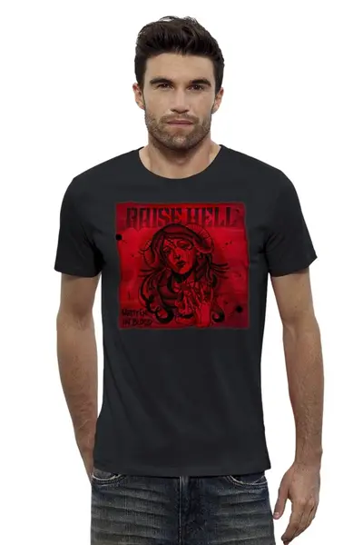 Заказать мужскую футболку в Москве. Футболка базовая Raise Hell band от Leichenwagen - готовые дизайны и нанесение принтов.