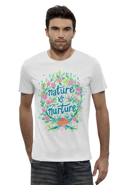 Заказать мужскую футболку в Москве. Футболка базовая Nature vs Nurture от junchiizh@gmail.com - готовые дизайны и нанесение принтов.