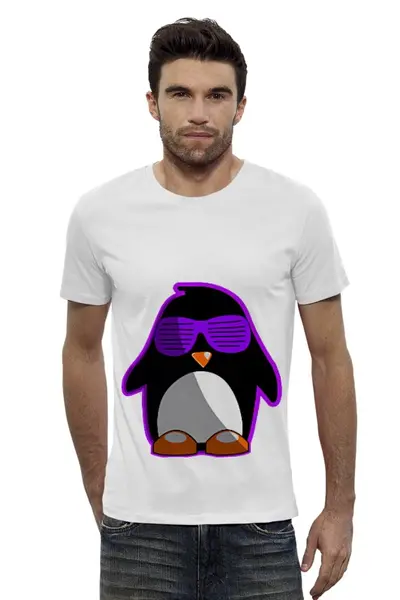 Заказать мужскую футболку в Москве. Футболка базовая Пингвин) от Ира - готовые дизайны и нанесение принтов.