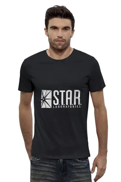 Заказать мужскую футболку в Москве. Футболка базовая S.T.A.R. Labs от cherdantcev - готовые дизайны и нанесение принтов.