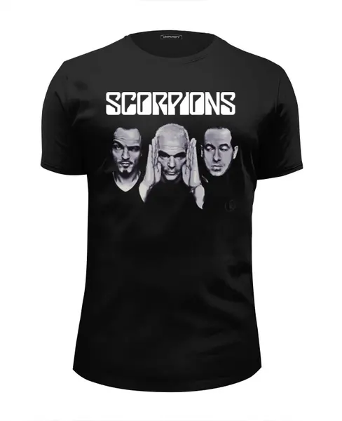Заказать мужскую футболку в Москве. Футболка базовая Scorpions Band от Leichenwagen - готовые дизайны и нанесение принтов.