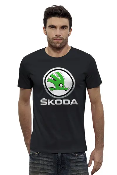 Заказать мужскую футболку в Москве. Футболка базовая SKODA от DESIGNER   - готовые дизайны и нанесение принтов.