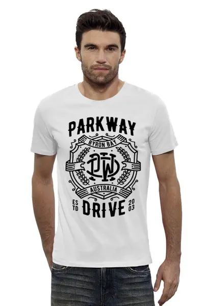 Заказать мужскую футболку в Москве. Футболка базовая Parkway Drive от geekbox - готовые дизайны и нанесение принтов.